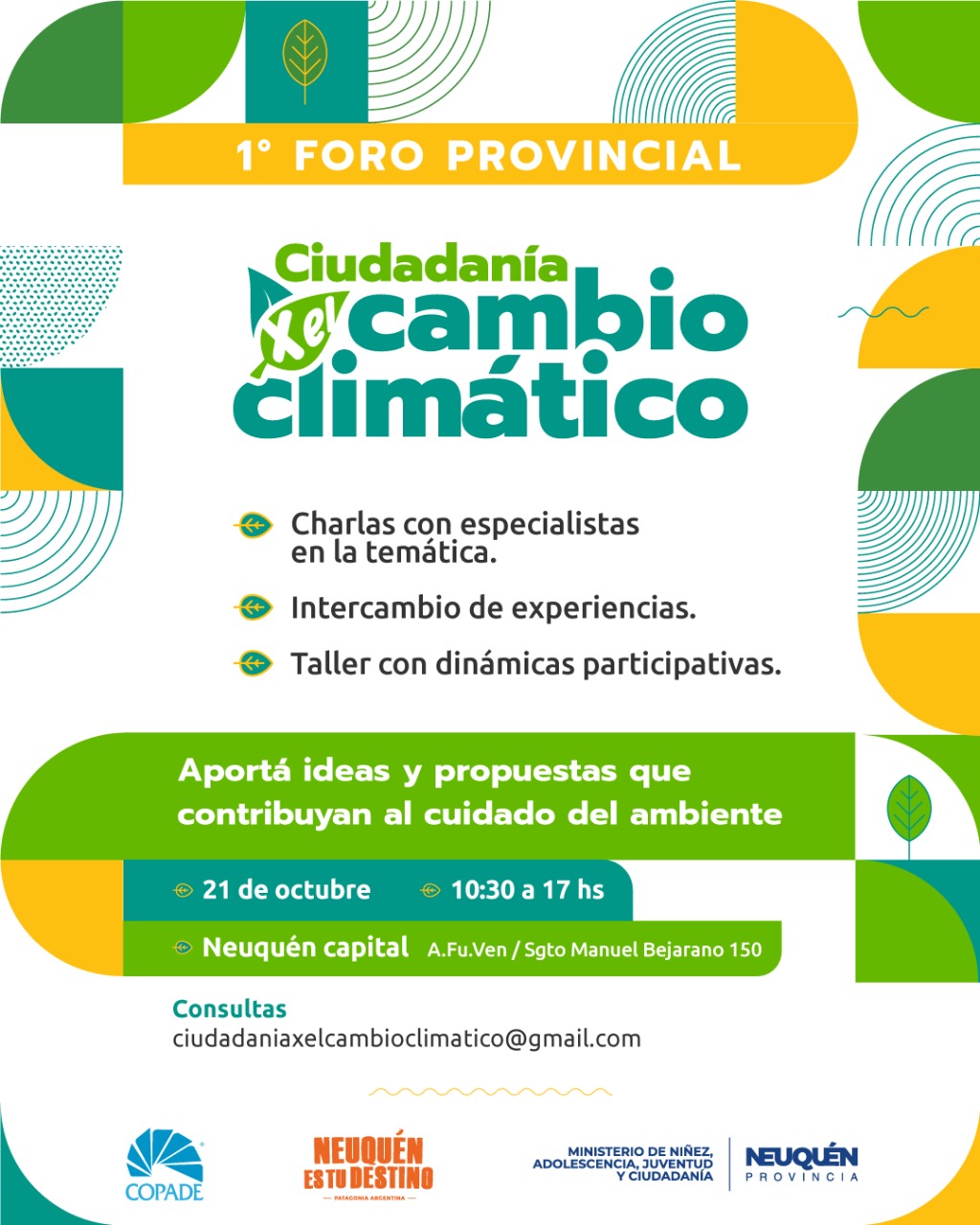 Angostura participará en el 1° Foro Provincial de la Ciudadanía por el Cambio Climático destinado a juventudes neuquinas