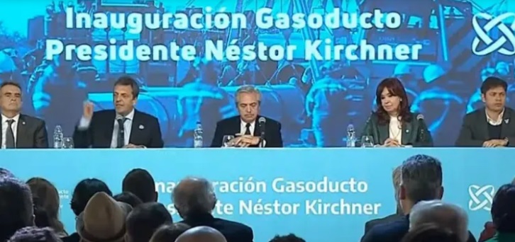 Oficialismo: cerró filas detrás de Massa en la inauguración del gasoducto Néstor Kirchner