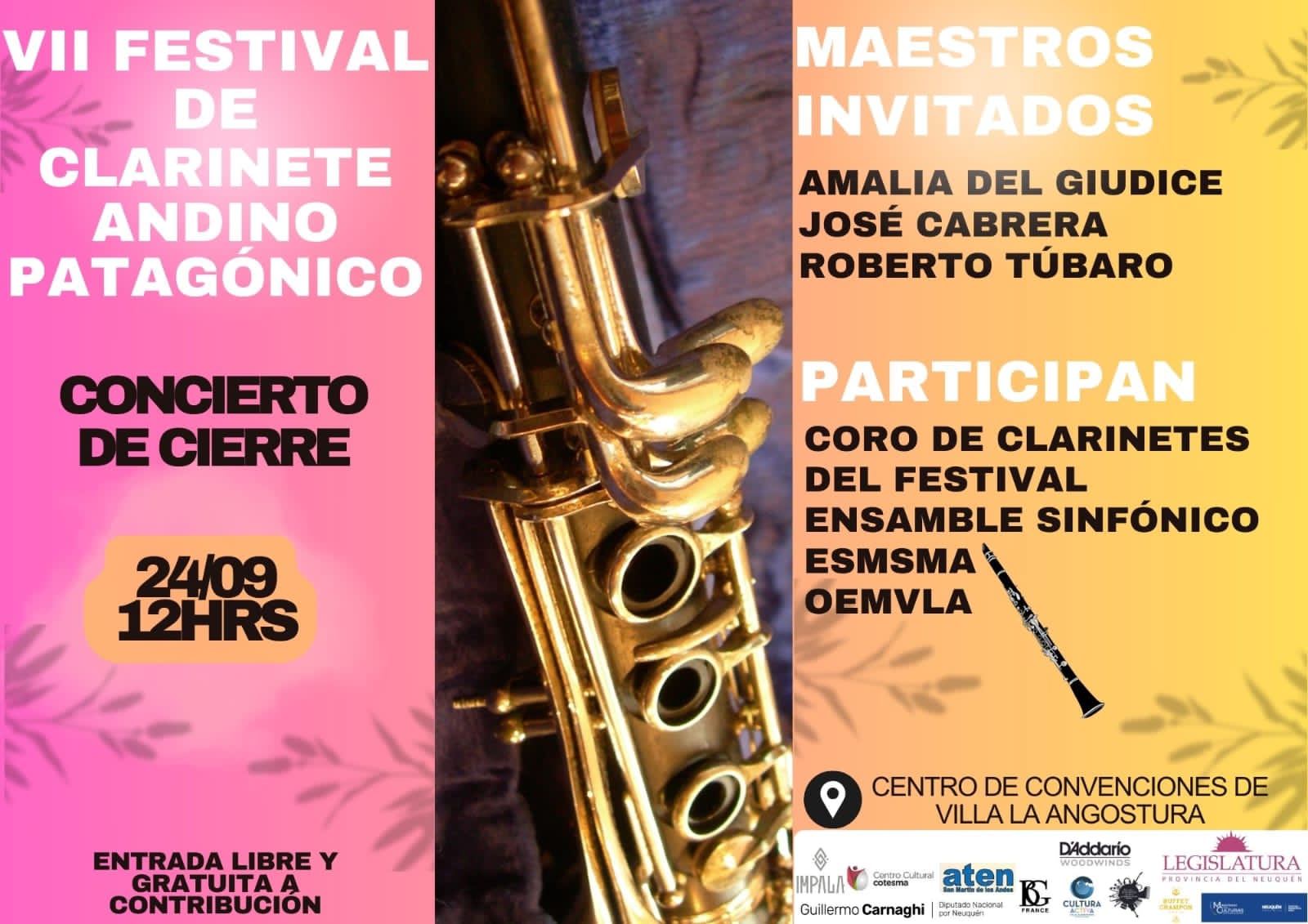 Villa La Angostura y su Orquesta, elegidas para el estreno de obras y cierre del “VII Festival Internacional de Clarinete Andino Patagónico”
