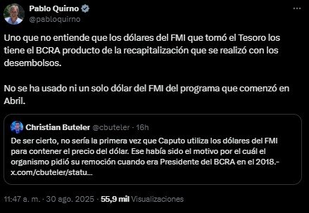 La respuesta del Gobierno a las versiones sobre el uso de dólares del FMI para contener la divisa