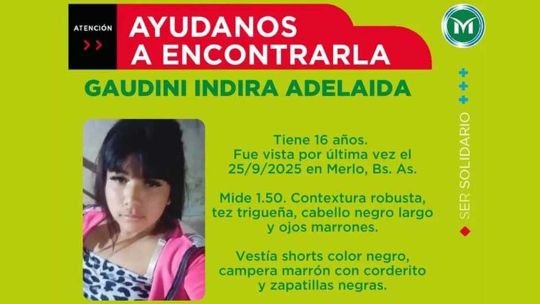 Merlo: buscan a una chica de 16 años