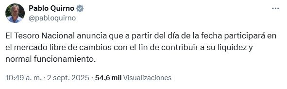 Dólar: el Gobierno intervendrá en el mercado de cambios para “contribuir a su normal funcionamiento”