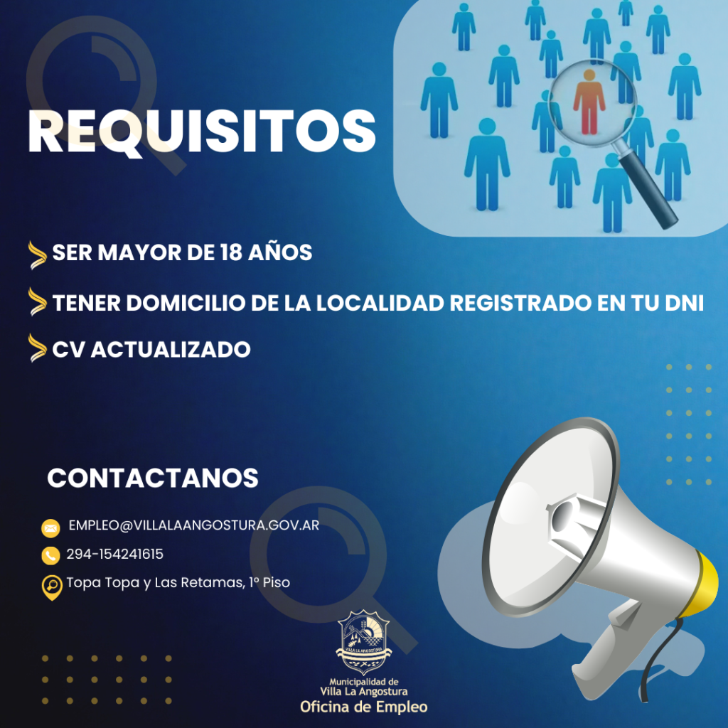 La Oficina de Empleo se encuentra en la busqueda de perfiles laborales para futuras oportunidades de empleo.