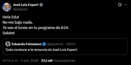 Con el respaldo de Milei, Espert negó que vaya a renunciar a su candidatura