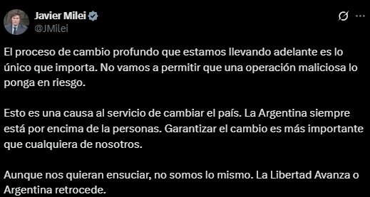 Se bajó Espert: Milei fue el primero en hablar y denunció “una operación maliciosa”