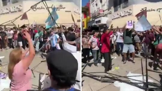 Por los incidentes con huevazos y empujones, se suspendió el acto de Milei en Santa Fe