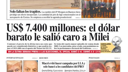 La tapa del Diario PERFIL del sábado 25 de octubre de 2025