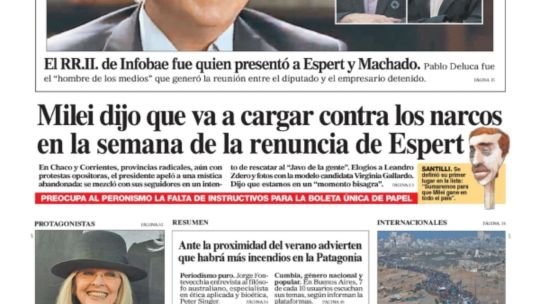 La tapa del Diario PERFIL del domingo 12 de octubre de 2025