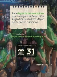 La provincia acompaña a deportistas con becas para el mediano y alto rendimiento.