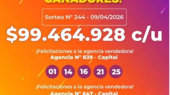 La Poceada Correntina: dos ganadores de Capital se llevaron  millones cada uno