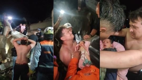 Rescataron a un bebé recién nacido, tras permanecer atrapado 32 horas bajo los escombros