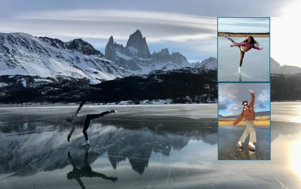 Pauli Patines: cómo es encontrar la libertad patinando sobre lagunas congeladas de la Patagonia