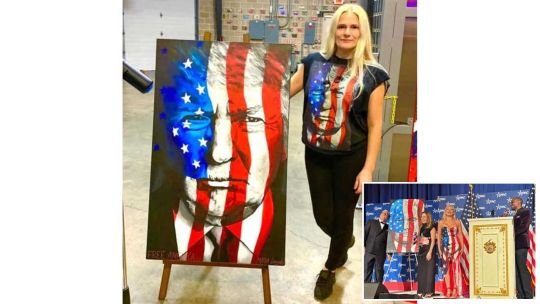 Elena Ruseva es la pintora trumpista que hizo el retrato de Javier Milei que compró Peter Lamelas