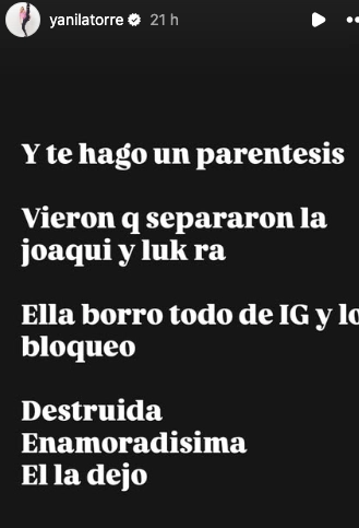 Yanina Latorre se metió en la separación de la pareja del momento y contó lo que todos querían saber: “Ella está devastada, se mudó por él y la dejó”