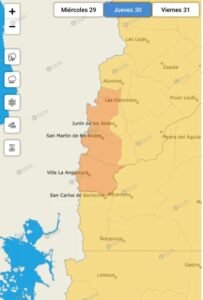 Alerta amarilla – pronóstico oficial emitido por el Servicio Meteorológico Nacional.