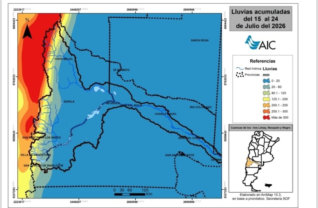 La Municipalidad informa sobre un alerta por lluvias, nevadas y fuertes vientos.