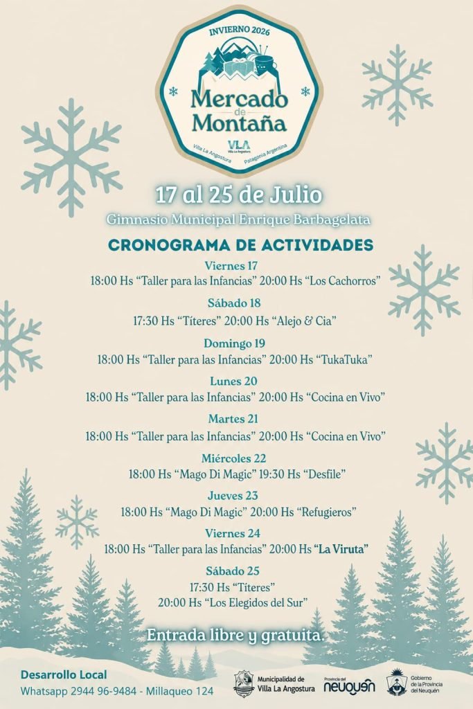 Mercado de Montaña abre sus puertas para disfrutar las vacaciones de invierno en Villa La Angostura