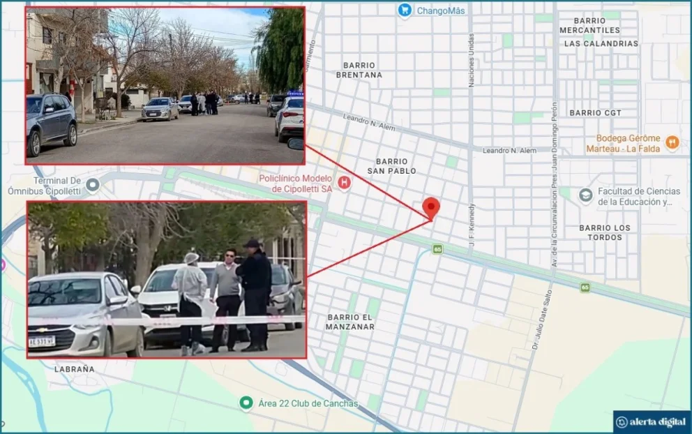 Investigan cómo murió un hombre y su esposa fue herida en pleno centro de Cipolletti