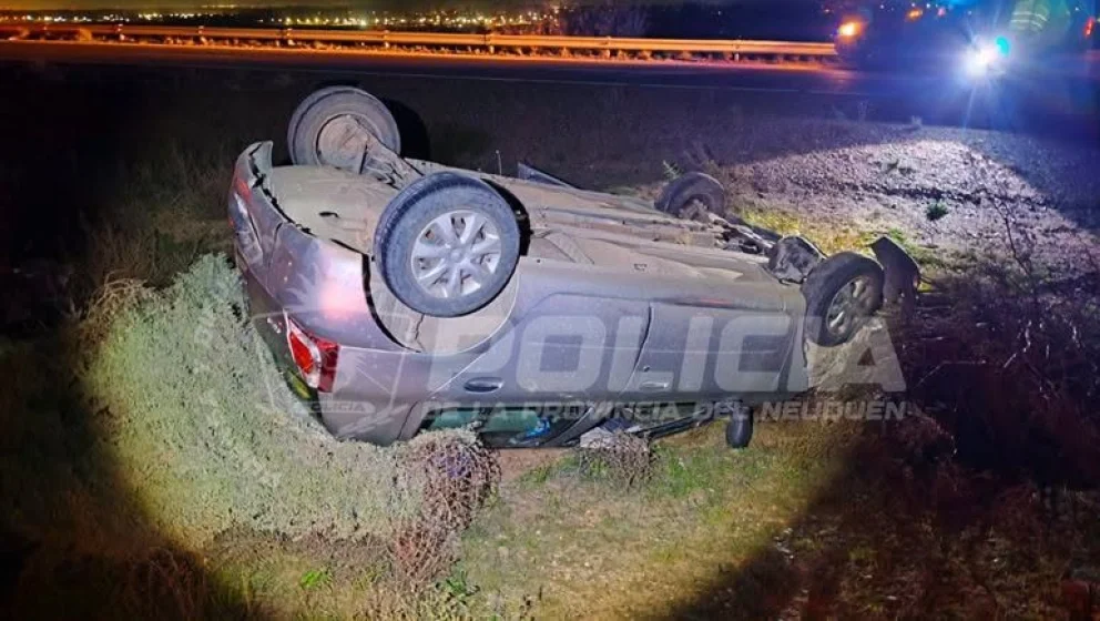 Un auto chocó contra una vaca y volcó en la Autovía Norte