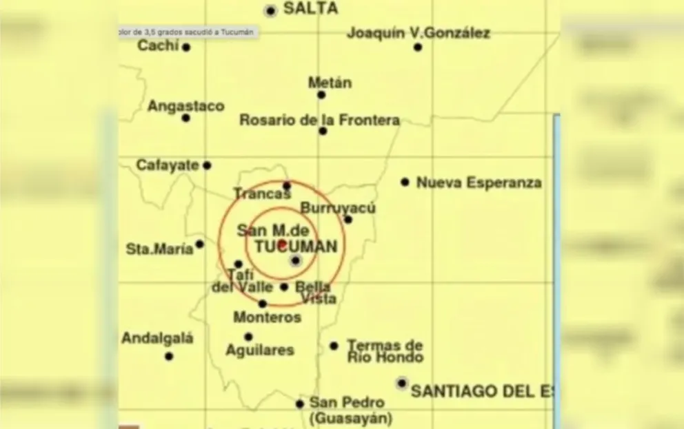 Un sismo de magnitud 5 sacudió Tucumán