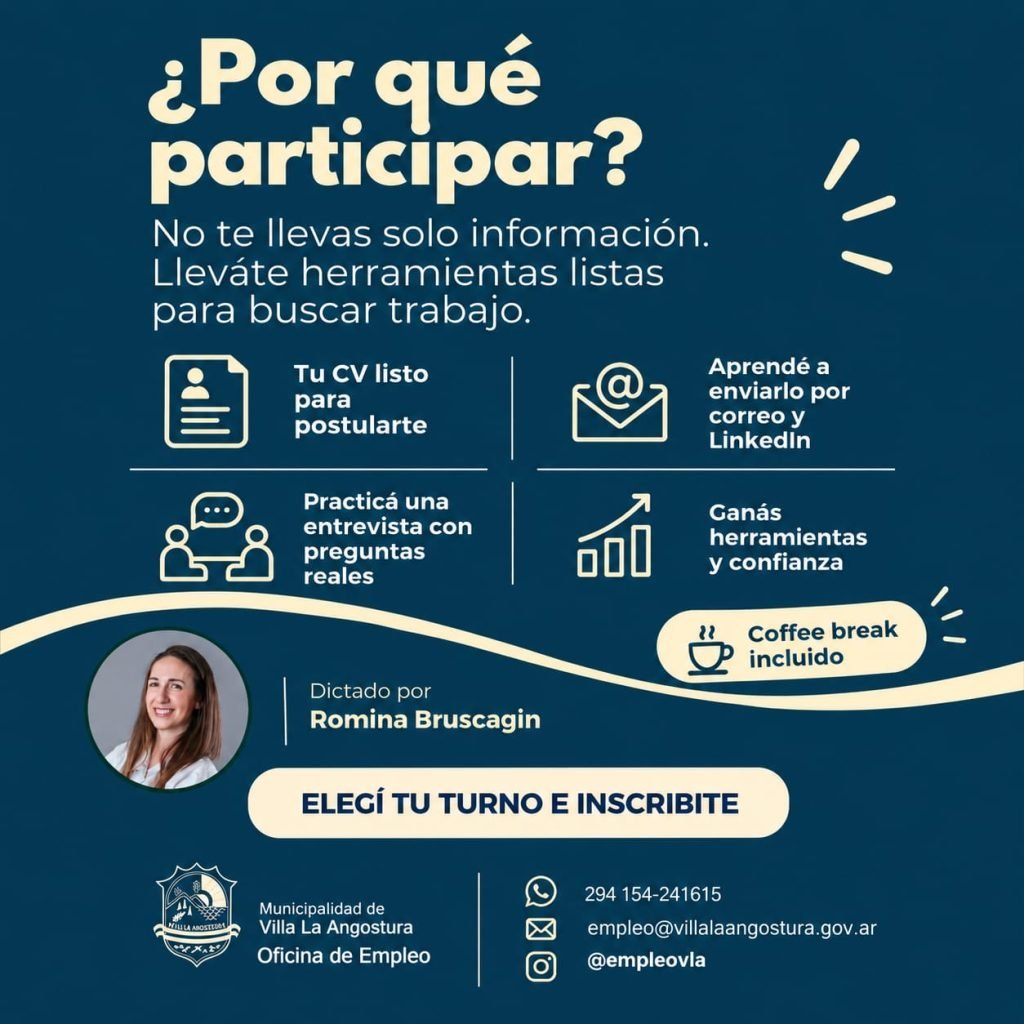 La Oficina de Empleo dictará un taller gratuito para jóvenes en búsqueda laboral.
