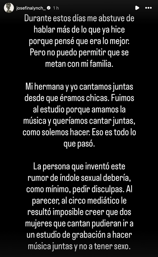 Josefina Lynch rompió el silencio sobre el escándalo íntimo de ella y su hermana con Emanuel Ortega, que destrozó a Julieta Prandi: “Fuimos al estudio porque…”