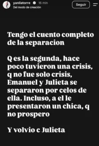 Yanina Latorre sacó a la luz el escandaloso motivo de la ruptura de Julieta Prandi con Emanuel Ortega, y culpó a la modelo: “Se separaron porque ella…”