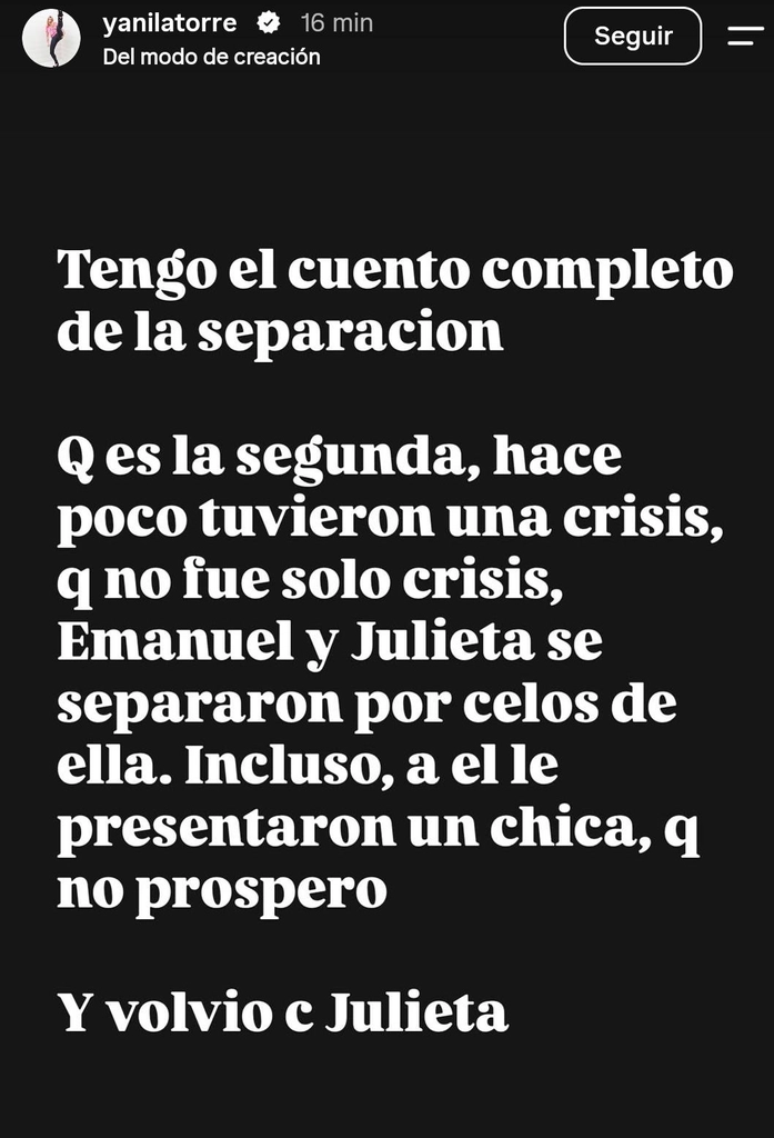 Yanina Latorre sacó a la luz el escandaloso motivo de la ruptura de Julieta Prandi con Emanuel Ortega, y culpó a la modelo: “Se separaron porque ella…”